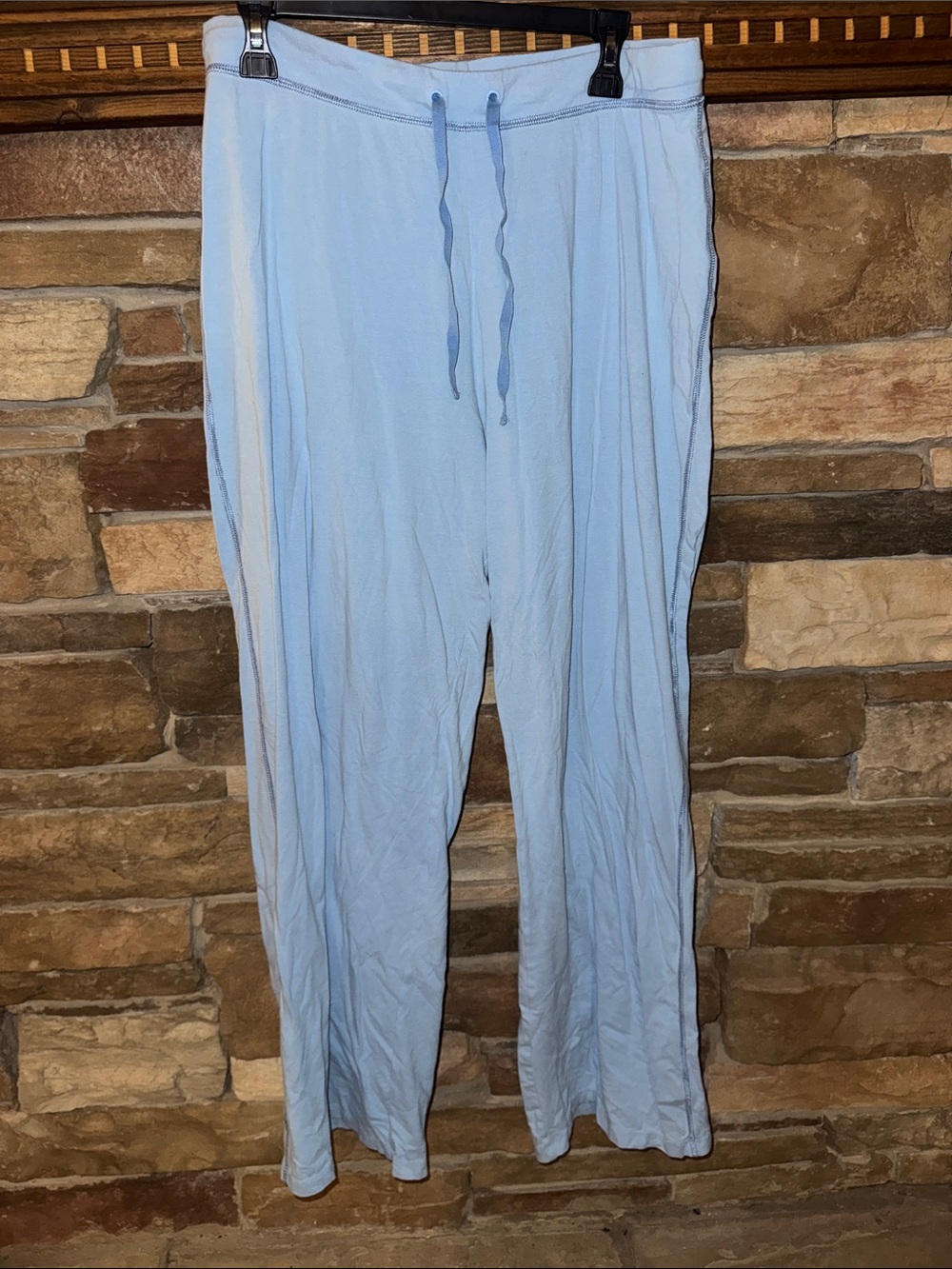 Light Blue Wide-Leg Lounge Pants with Drawstring